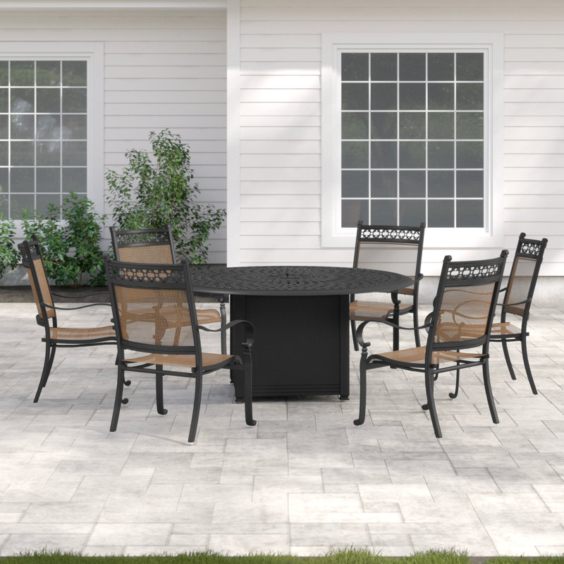 Sol 72 Outdoor™ Curacao 7 Piece Dining Set with Firepit & Reviews Wayfair